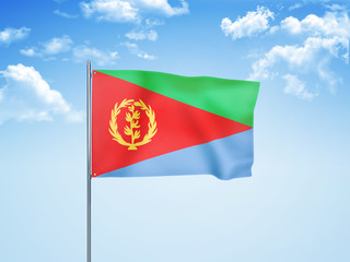 Eritrea flag waving sky background 3D illustration