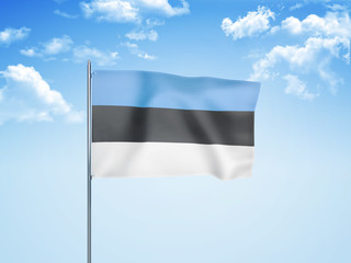 Estonia flag waving sky background 3D illustration