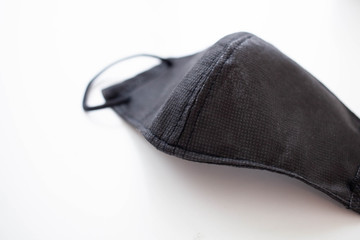 Personal protective equipment. Cotton black mask. selective focus, Virus Outbreak Defense Concept