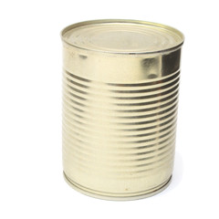 one can of canned food isolated on white background.