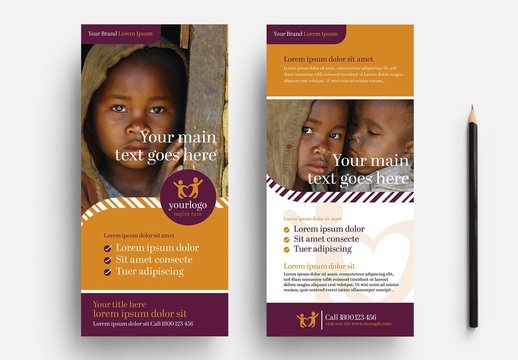 Rack Card Layout for Charitable Services and Community Non Profits