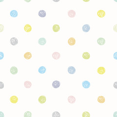 Vector geometric textured irregular pastel dot pattern with sketchy dot on white background. Simple doodle background. Surface pattern design.