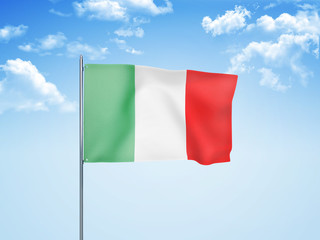Italy flag waving sky background 3D illustration