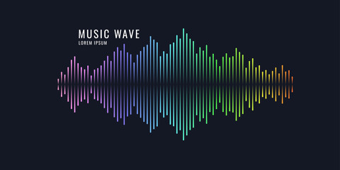 Sound wave equalizer. Vector illustration on dark background