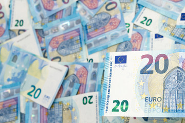 twenty euro banknotes background