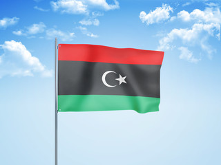 Libya flag waving sky background 3D illustration