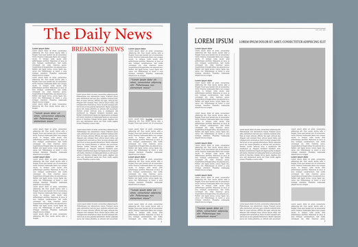 Newspaper, great design for any purposes. Vector editorial print layout. Newspaper template. Daily press empty paper journal vector mockup.
