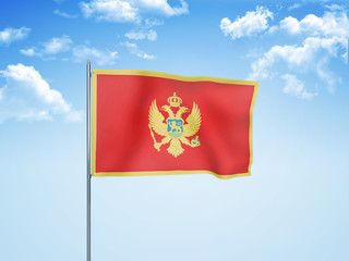 Montenegro flag waving sky background 3D illustration