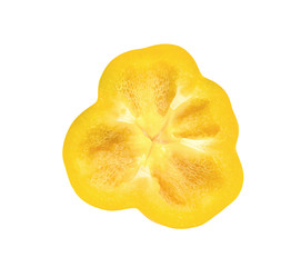 Yellow slice sweet bell pepper isolated on white background