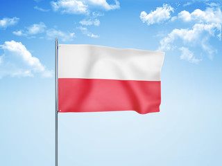 Poland flag waving sky background 3D illustration