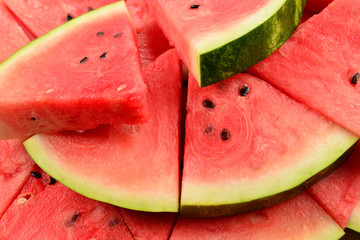 Juicy watermelon slices background. Top view.