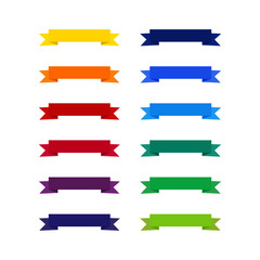 This is a set of colored ribbons isolated on white background. Vector colorful tapes.