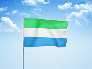 Sierra Leone flag waving sky background 3D illustration