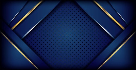 Luxurious dark blue background with golden lines combination