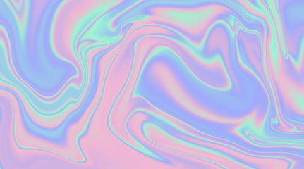 Trendy texture with polarization effect and colorful neon holographic stains. Abstract background in psychedelic Vaporwave style like in old retro tie-dye design of 70s.