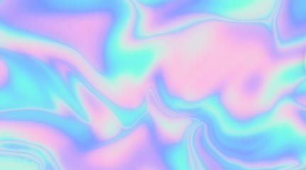 Trendy texture with polarization effect and colorful neon holographic stains. Abstract background in psychedelic Vaporwave style like in old retro tie-dye design of 70s.