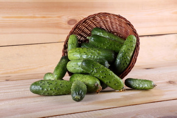 Cucumbers on table