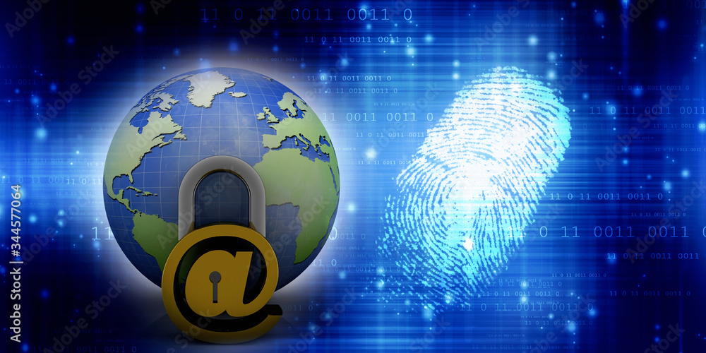 Poster 3d rendering e-mail symbol with lock. internet security concept