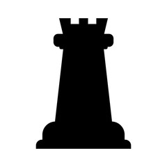 Vector illustration of chess rook icon. Black chess rook icon on white background.