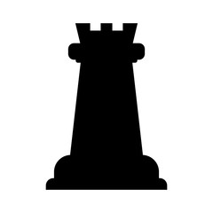 Vector illustration of chess rook icon. Black chess rook icon on white background.