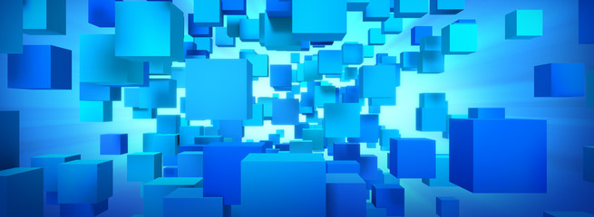blue Boxes Abstract background 3D rendering.