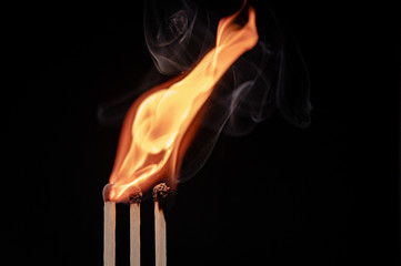 Burning flame from matchstick ignition