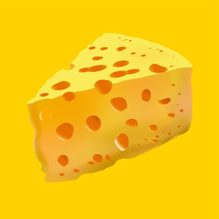 
Fresh yellow noble cheese on a yellow background