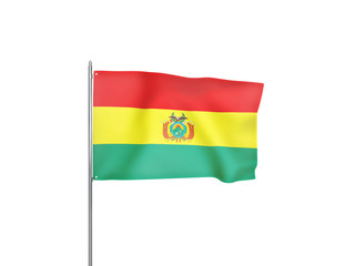 Bolivia flag waving white background 3D illustration