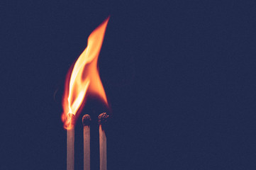 Burning flame from matchstick ignition