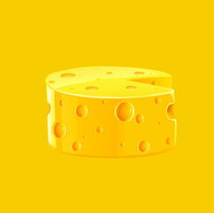 
Fresh yellow noble cheese on a yellow background