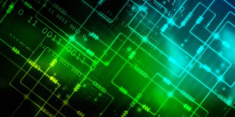 2d illustration abstract digital binary data on computer screen
