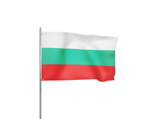 Bulgaria flag waving white background 3D illustration