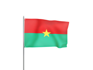 Burkina Faso flag waving white background 3D illustration