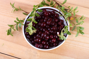 Lingonberry on table