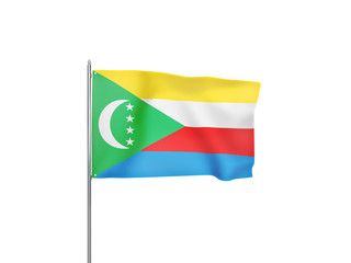 Comoros flag waving white background 3D illustration