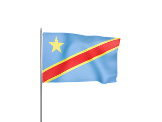 Congo flag waving white background 3D illustration