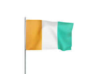 Cote d'Ivoire flag waving white background 3D illustration © Aleks Taurus
