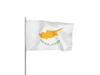 Cyprus flag waving white background 3D illustration