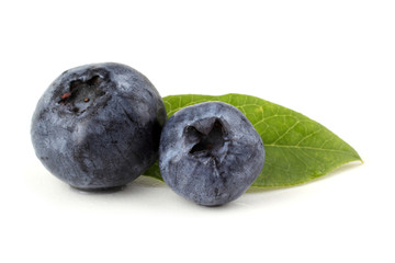 Blueberries and leaf