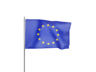 European Union flag waving white background 3D illustration