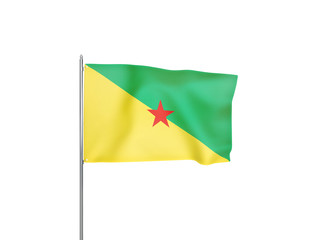 French Guiana flag waving white background 3D illustration