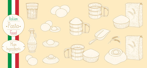 Pasta main ingredients for cooking italian food