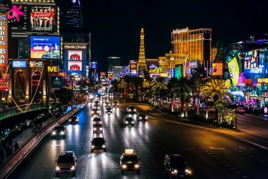 Night Scene along the Strip in Las Vegas