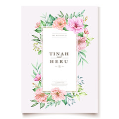 elegant wedding invitation card with cherry blossom floral designs