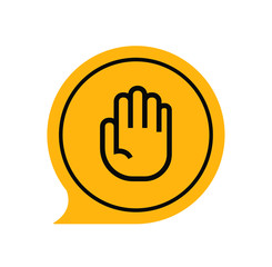 yellow hand with a sign