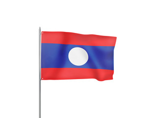 Laos flag waving white background 3D illustration