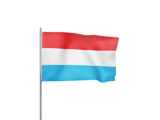 Luxembourg flag waving white background 3D illustration
