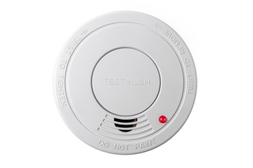 Smoke detector isolated on a white background. Stay home safe. Home control and security.  Smoke detector