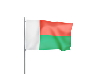 Madagascar flag waving white background 3D illustration