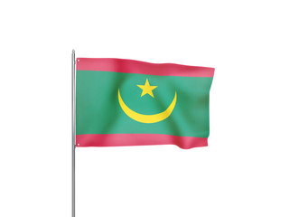 Mauritania flag waving white background 3D illustration